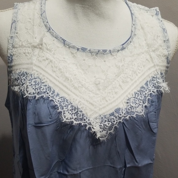 *S left* Blue Lace Accent Swing Tunic Dress - Picture 6 of 8